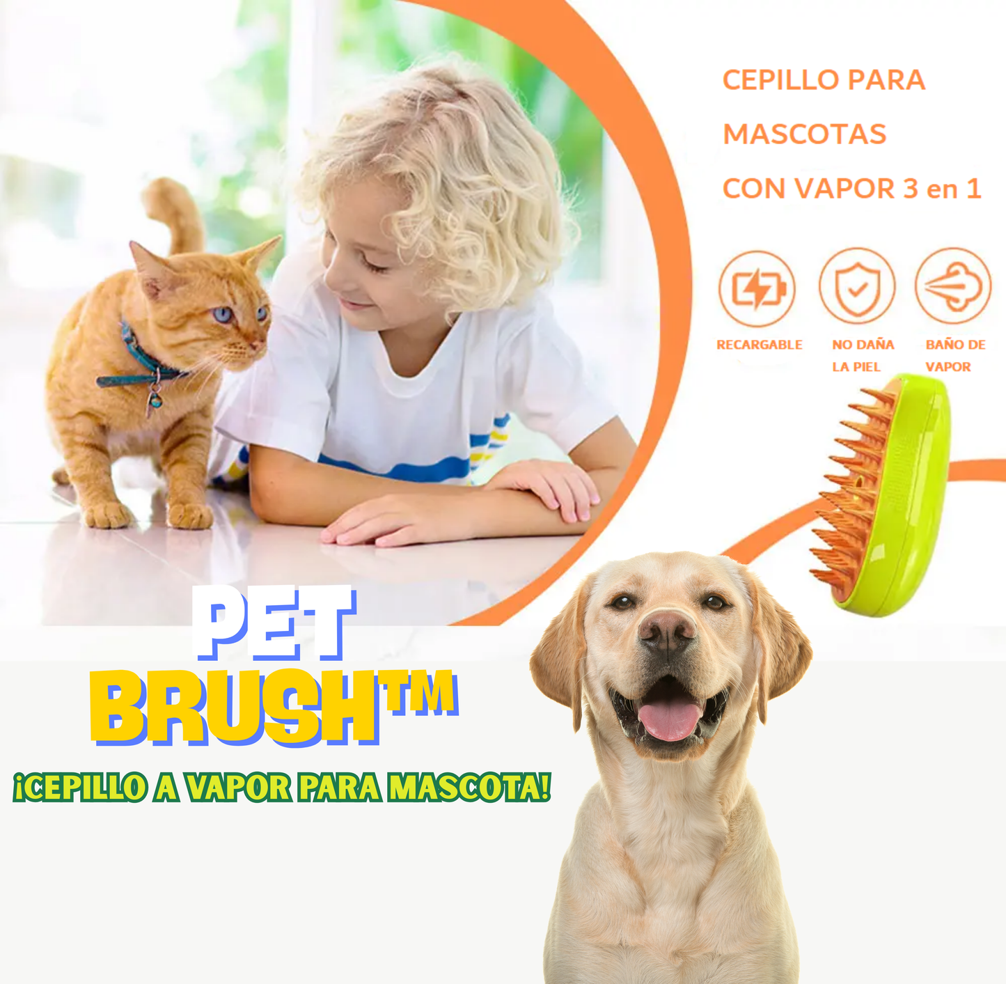 PetBrush™ Cepillo a Vapor Multifuncional Mascota