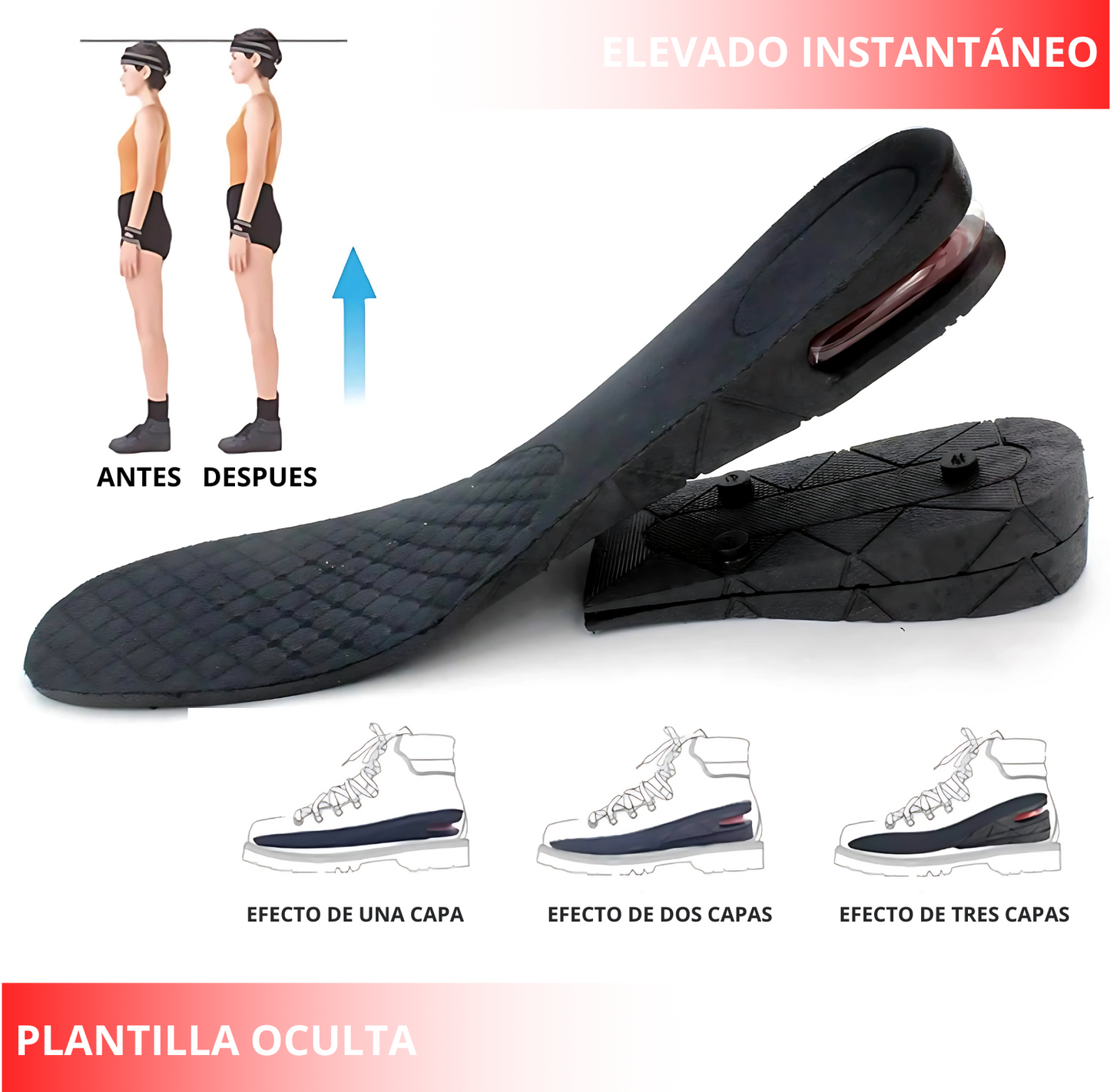 ElevAir™ - Plantilla De Altura Taloneras De Gel